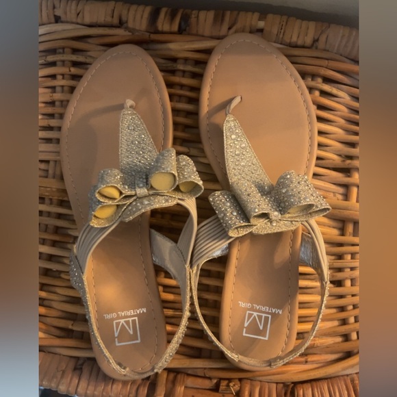 Material Girl Glittery Sandals with Bow - Picture 3 of 9